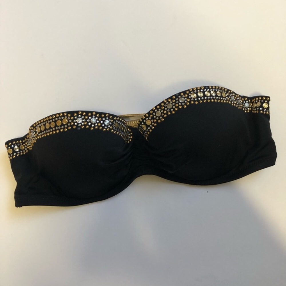 Victorias Secret Black gold studded bandeau bikini